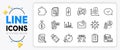 Discrimination, Fake internet and Time management line icons. For web app. Vector
