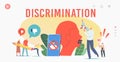 Discrimination Landing Page Template. Cancel Culture Ban. Characters Erasing Person, Activists with Loudspeaker Riot