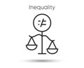 Discrimination line icon. Equality scale balance sign. Gender inequality symbol. Vector