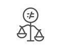 Discrimination line icon. Gender inequality scales sign. Vector