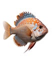 Discus fish isolated on the white background. Royalty Free Stock Photo