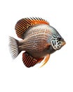 Discus fish isolated on the white background. Royalty Free Stock Photo