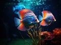 discus fish swimming in freshwater. Royalty Free Stock Photo
