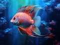 discus fish swimming in freshwater. Royalty Free Stock Photo