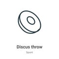 Discus throw outline vector icon. Thin line black discus throw icon, flat vector simple element illustration from editable sport Royalty Free Stock Photo