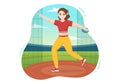 Discus Throw Playing Athletics Illustration with Throwing a Wooden Plate in Sports Championship Flat Cartoon Hand Drawn Templates Royalty Free Stock Photo