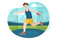 Discus Throw Playing Athletics Illustration with Throwing a Wooden Plate in Sports Championship Flat Cartoon Hand Drawn Templates Royalty Free Stock Photo