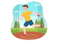 Discus Throw Playing Athletics Illustration with Throwing a Wooden Plate in Sports Championship Flat Cartoon Hand Drawn Templates