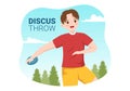 Discus Throw Playing Athletics Illustration with Throwing a Wooden Plate in Sports Championship Flat Cartoon Hand Drawn Templates Royalty Free Stock Photo