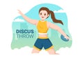 Discus Throw Playing Athletics Illustration with Throwing a Wooden Plate in Sports Championship Flat Cartoon Hand Drawn Templates Royalty Free Stock Photo