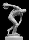 Discus thrower discobolus statue. A part of the ancient Olymp games. A Roman copy of the lost bronze Greek sculpture Royalty Free Stock Photo