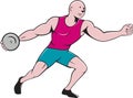Discus Thrower Side Isolated Cartoon Royalty Free Stock Photo