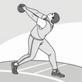 Discus thrower throws object in monochrome illustration Royalty Free Stock Photo