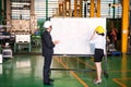 Discuss factory production procedure on board Royalty Free Stock Photo