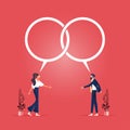 Discuss reaching an agreement concept-Two people talking with speech bubbles