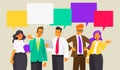 Discussion of business people. News. Speech bubble. Vector illus Royalty Free Stock Photo