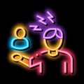 discussion and condemnation of man neon glow icon illustration