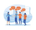 Discussion, conversation or brainstorming for idea, meeting, debate or team communication, colleague chatting, opinion concept. Royalty Free Stock Photo