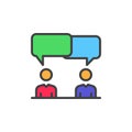 Discussion, dispute filled outline icon, colorful vector sign