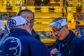 Discussion among elders before Japanese festival (matsuri) Royalty Free Stock Photo