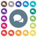 Discussion flat white icons on round color backgrounds