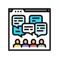 discussion forum online learning platform color icon vector illustration