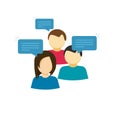 Discussion group vector illustration, flat cartoon style people talking, team dialog communication icon Royalty Free Stock Photo