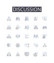 Discussion line icons collection. Gazing, Observing, Scanning, Seeing, Watching, Peering, Staring vector and linear