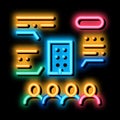 discussion of modeling house neon glow icon illustration