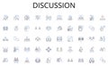 Discussion line icons collection. Encryption, Firewall, Routing, Bandwidth, DNS, Website, IP vector and linear