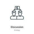 Discussion outline vector icon. Thin line black discussion icon, flat vector simple element illustration from editable strategy