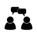 Discussion. People speaking. Chat. Two people talking. People vector icon isolated on white background Royalty Free Stock Photo