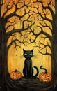 The Disdainful Black Kitty Cat and the Two Jack Lanterns