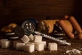 Disease - diabetes. Sugar, syringe for injection, harmful food