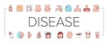 Disease Health Problem Collection Icons Set Vector .