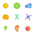 Disease icons set, cartoon style Royalty Free Stock Photo