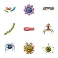 Disease icons set, cartoon style Royalty Free Stock Photo