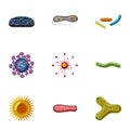 Disease icons set, cartoon style Royalty Free Stock Photo