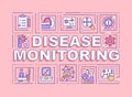Disease monitoring word concepts pink banner