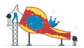 This disease is narrowing of coronary arteries. Balloon angioplasty uses to improve blood flow of vessel. Cardiology vector