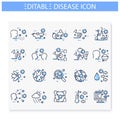 Disease spread concept line icons set
