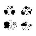 Disease spread glyph icons set