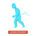 Slowed movements disease symptom man blue figure