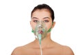 Diseased female patient wearing a oxygen mask Royalty Free Stock Photo