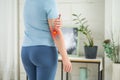 Diseases of the elbow joint, bone fracture and inflammation, woman suffering from pain in cubit Royalty Free Stock Photo