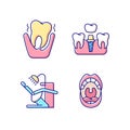 Diseases of the oral cavity RGB color icons set