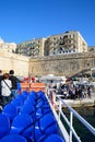 Disembarking a ferry, Valletta.