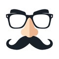 Disguise mask. Funny glasses. Vector