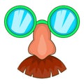 Disguise mask icon, cartoon style