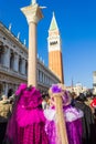 Venice Masquerade celebration characters San Marco Square Italy